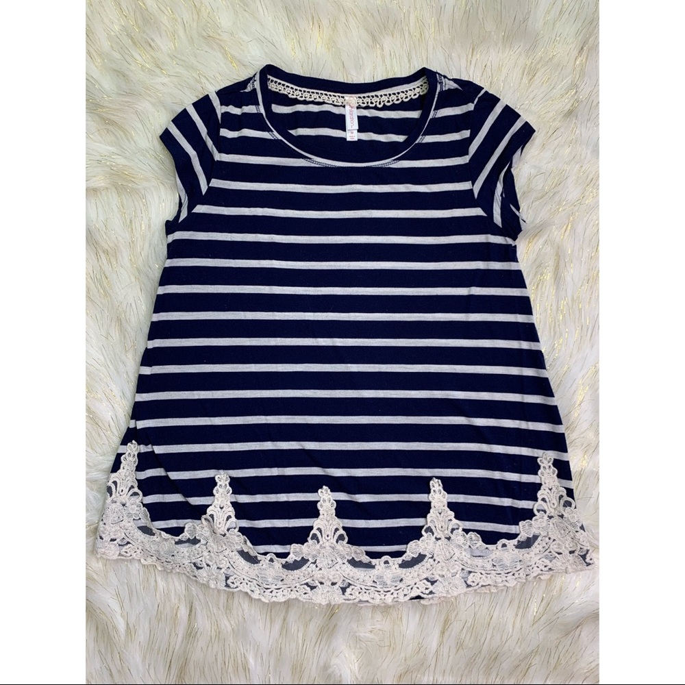 Xhilaration - Lace Trim Striped Top